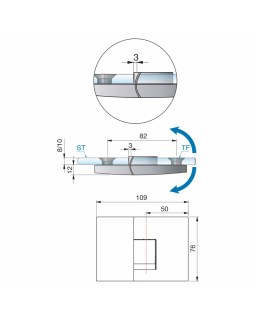 PAVONE Pendeltürband Glas-Glas 180°, rechts, schwarz matt ZNPVD35