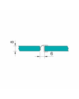 Dichtprofil für 8mm Glas, einseitig öffnend, 180°, 2500mm