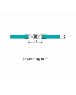 Dichtprofil für 6 und 8mm Glas, einseitig nach außen öffnend, Magnetisch, Gradzahl flexibel, 2500mm