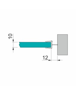 Dichtprofil für 10 und 12mm Glas beidseitig öffnend, Wasserabweisprofil, 2500mm, 90°