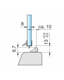 Dichtprofil für 8mm Glas in Verbidnung mit dem Schwallschutzprofil