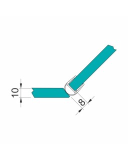 Dichtprofil für 10 und 12mm Glas, ein und beidseitig öffnendes Duschtürband, 3000mm, 135°