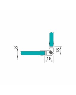 Dichtprofil für Glas-Glas 90°, 6 und 8mm Glas, einseitig öffnend, 2010mm