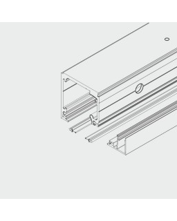 HAWA-Purolino-PLUS 80 Laufschienenset, Länge 2500 mm, gebürstet, gebohrt für integrierte Deckenmontage und Festglasprofil