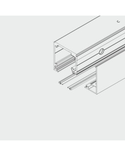 HAWA-Purolino-PLUS 80 Laufschienenset, Länge 2500 mm, Edelstahl Effekt, gebürstet, gebohrt für Deckenmontage und Festglasprofil